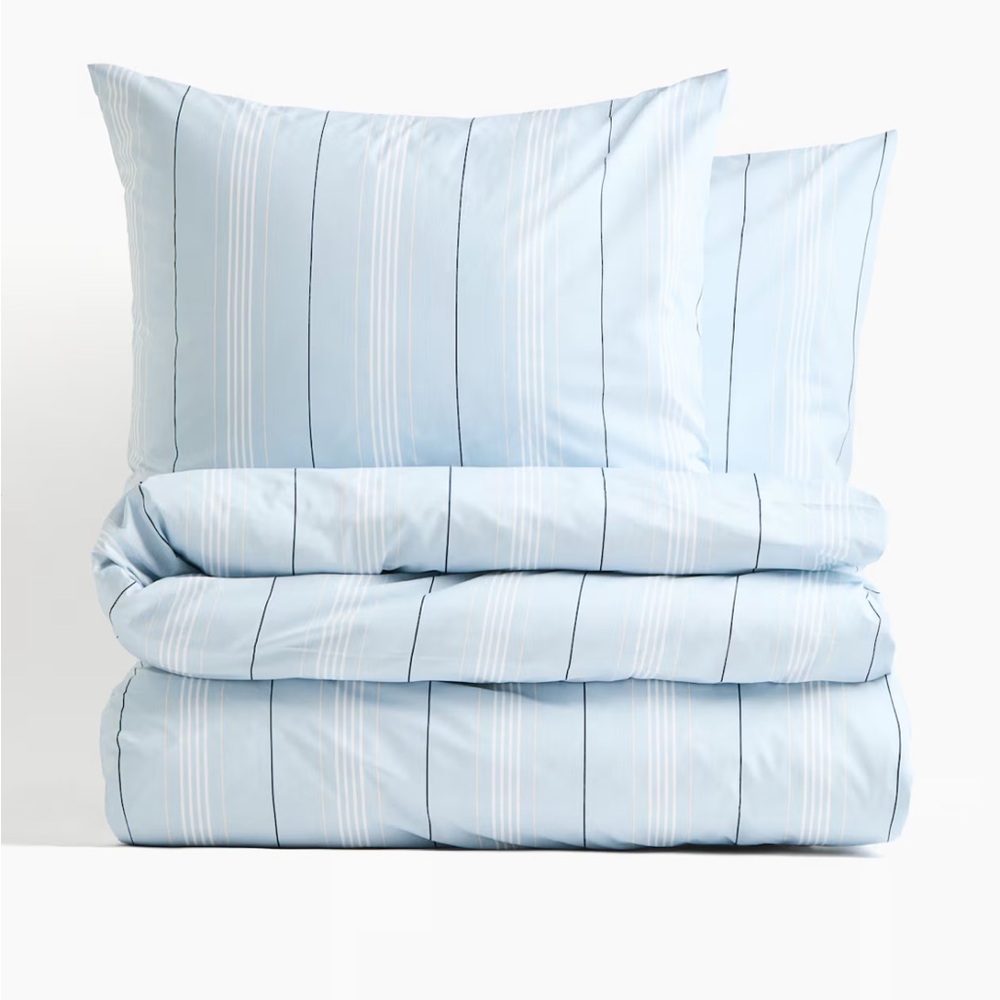 H&M COTTON PERCALE QUEEN DUVET COVER SET